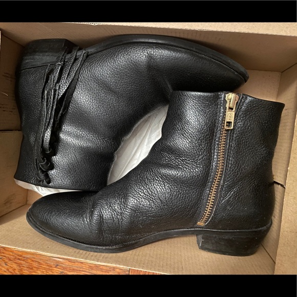 Moss Copenhagen Black Leather Tassel Ankle Booties - Picture 2 of 9